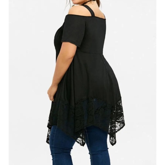 Nextmia Women’s Black Cold Shoulder Swing Tunic Top (Size 20) - Picture 6 of 10